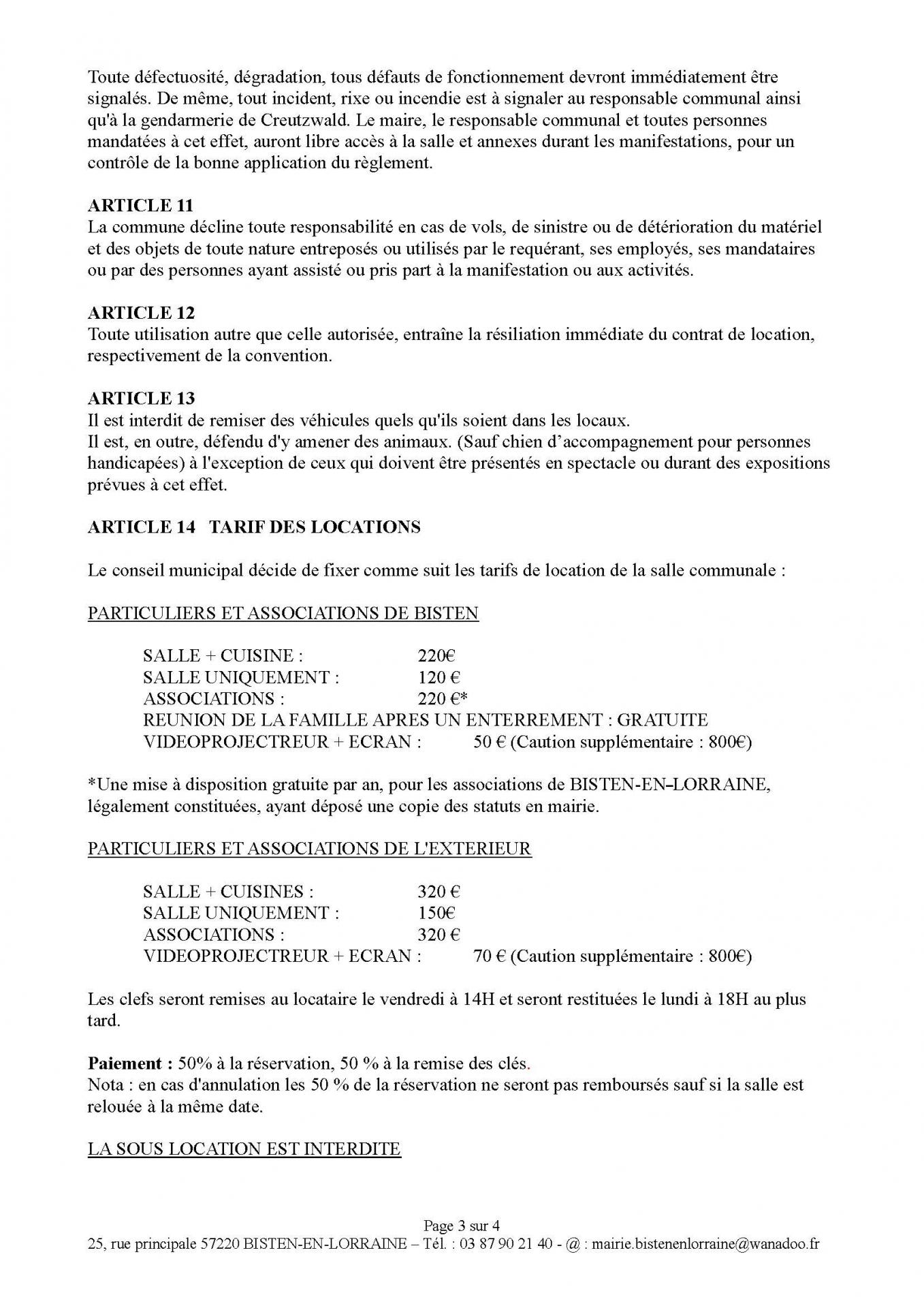 Conditions d utilisation de la salle communale page 3