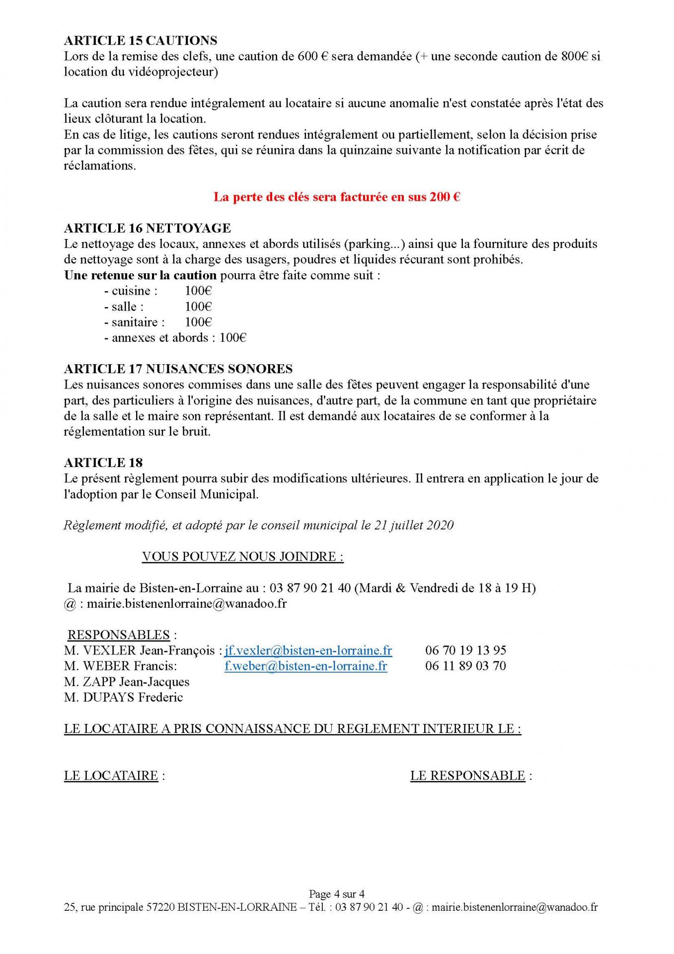 Conditions d utilisation de la salle communale page 4